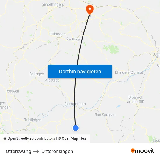 Otterswang to Unterensingen map