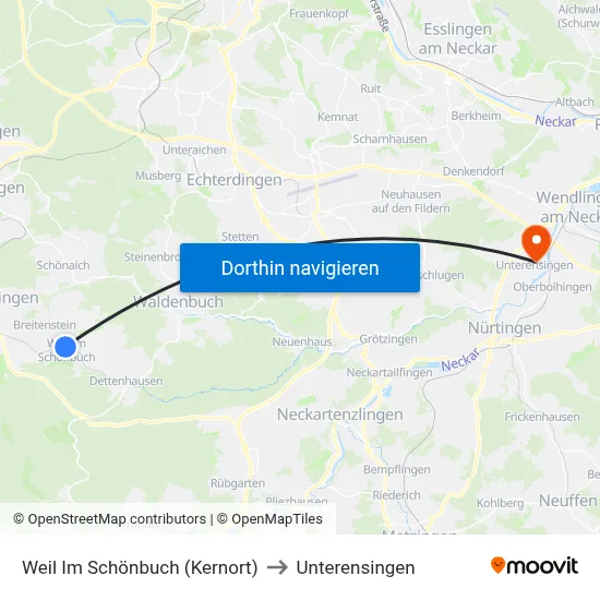 Weil Im Schönbuch (Kernort) to Unterensingen map