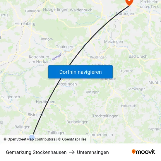 Gemarkung Stockenhausen to Unterensingen map
