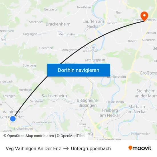 Vvg Vaihingen An Der Enz to Untergruppenbach map