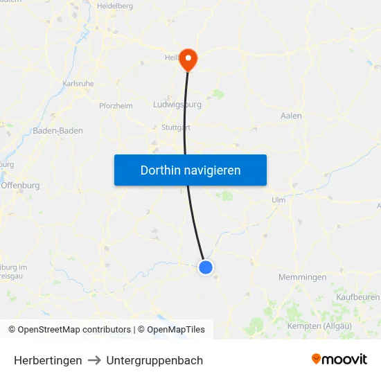 Herbertingen to Untergruppenbach map