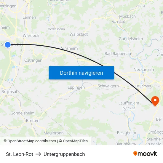 St. Leon-Rot to Untergruppenbach map