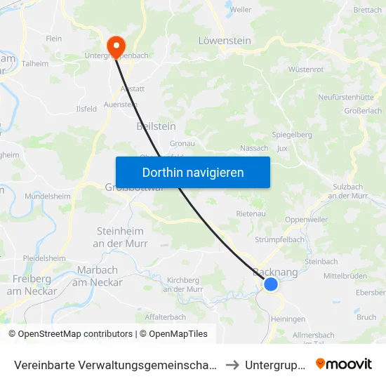 Vereinbarte Verwaltungsgemeinschaft Der Stadt Backnang to Untergruppenbach map