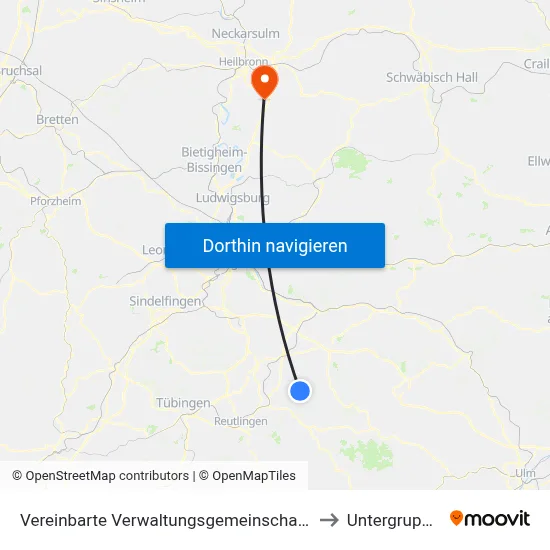 Vereinbarte Verwaltungsgemeinschaft Der Stadt Neuffen to Untergruppenbach map