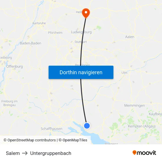 Salem to Untergruppenbach map
