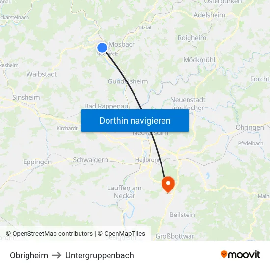 Obrigheim to Untergruppenbach map