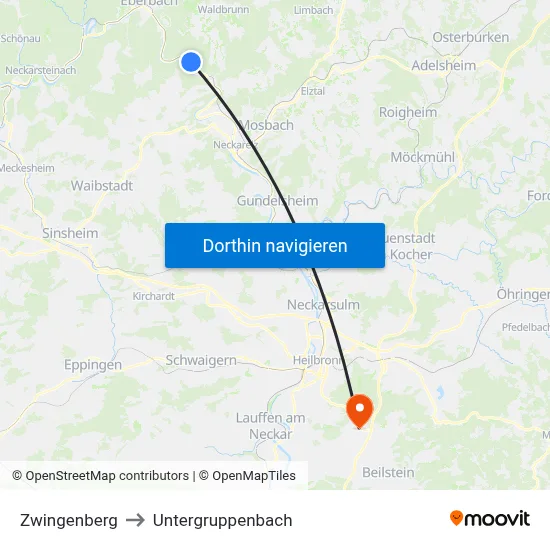 Zwingenberg to Untergruppenbach map