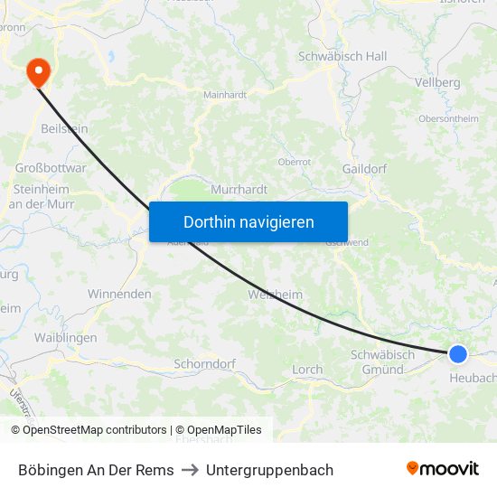 Böbingen An Der Rems to Untergruppenbach map