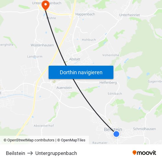 Beilstein to Untergruppenbach map