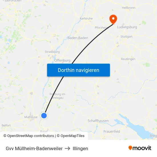 Gvv Müllheim-Badenweiler to Illingen map