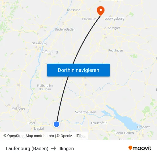 Laufenburg (Baden) to Illingen map