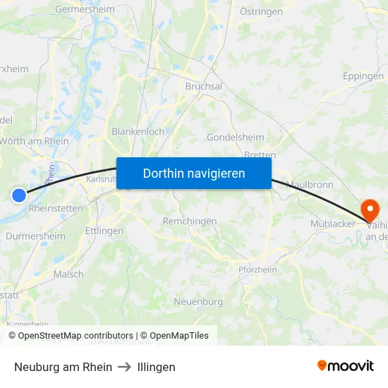 Neuburg am Rhein to Illingen map