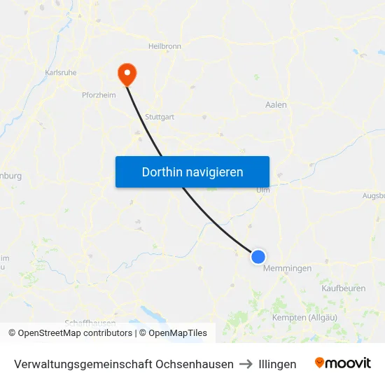Verwaltungsgemeinschaft Ochsenhausen to Illingen map