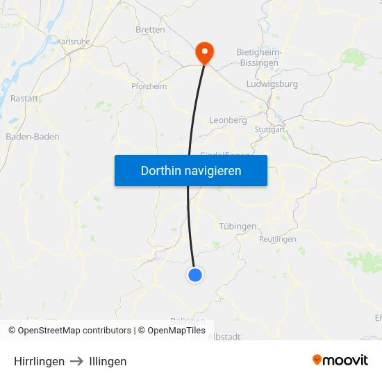 Hirrlingen to Illingen map