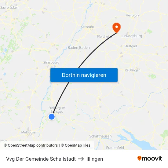 Vvg Der Gemeinde Schallstadt to Illingen map
