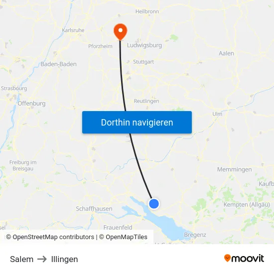 Salem to Illingen map
