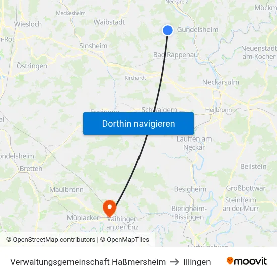 Verwaltungsgemeinschaft Haßmersheim to Illingen map