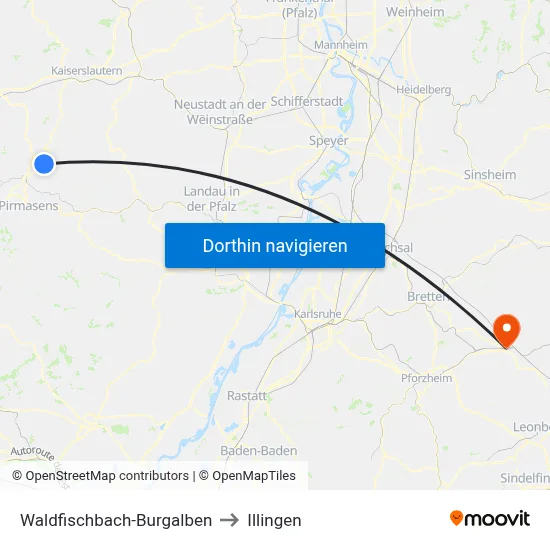 Waldfischbach-Burgalben to Illingen map