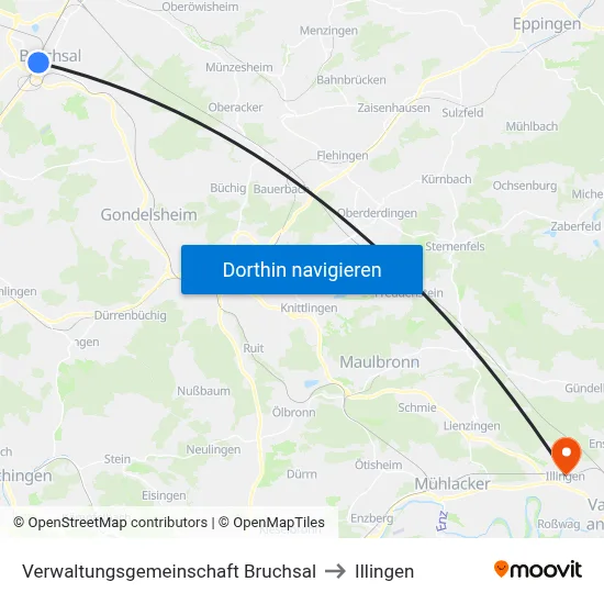 Verwaltungsgemeinschaft Bruchsal to Illingen map