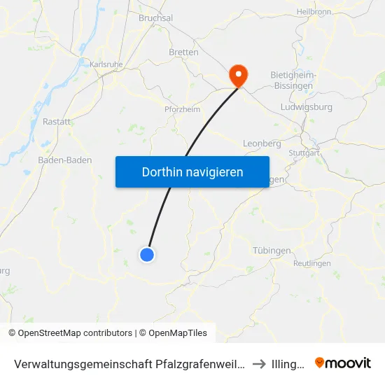 Verwaltungsgemeinschaft Pfalzgrafenweiler to Illingen map
