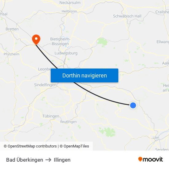 Bad Überkingen to Illingen map
