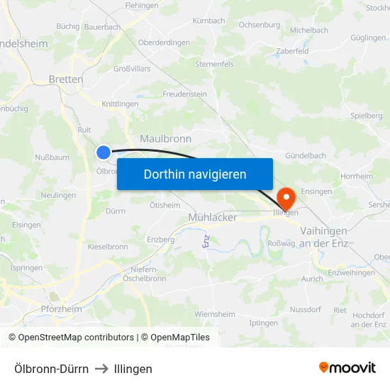 Ölbronn-Dürrn to Illingen map