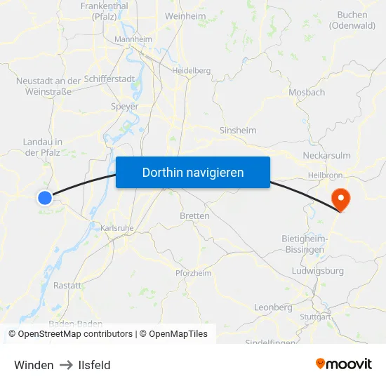 Winden to Ilsfeld map