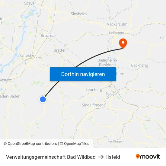 Verwaltungsgemeinschaft Bad Wildbad to Ilsfeld map