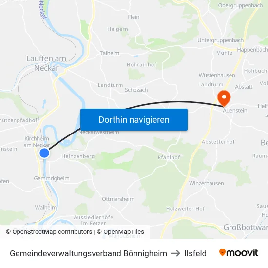 Gemeindeverwaltungsverband Bönnigheim to Ilsfeld map