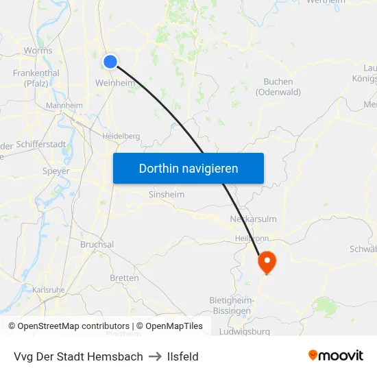 Vvg Der Stadt Hemsbach to Ilsfeld map