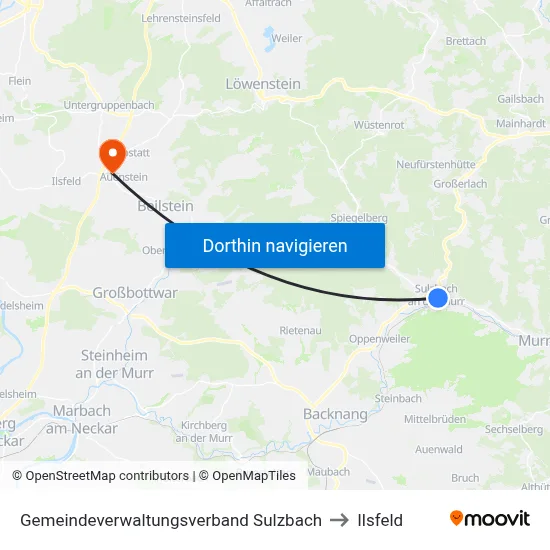 Gemeindeverwaltungsverband Sulzbach to Ilsfeld map