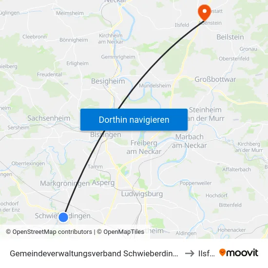 Gemeindeverwaltungsverband Schwieberdingen-Hemmingen to Ilsfeld map