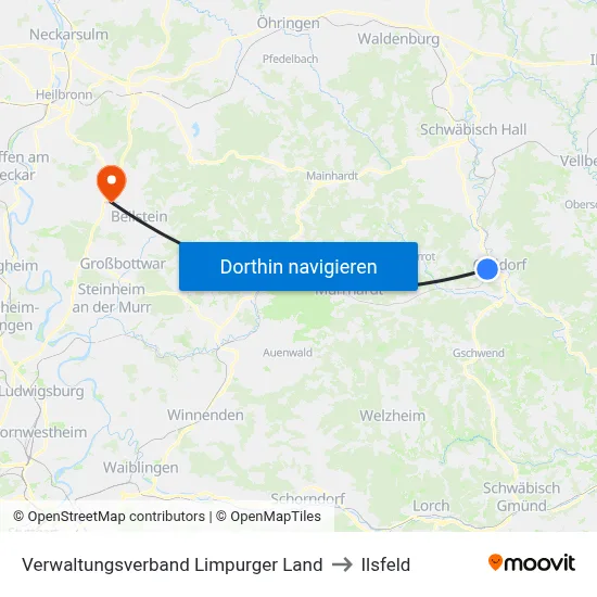Verwaltungsverband Limpurger Land to Ilsfeld map