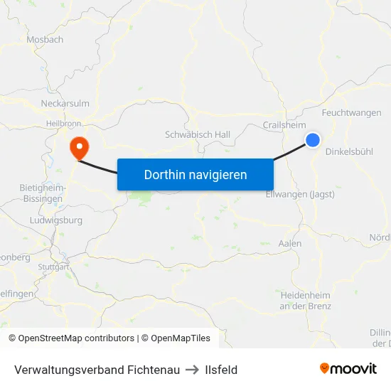 Verwaltungsverband Fichtenau to Ilsfeld map