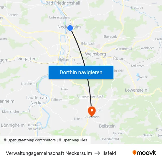 Verwaltungsgemeinschaft Neckarsulm to Ilsfeld map
