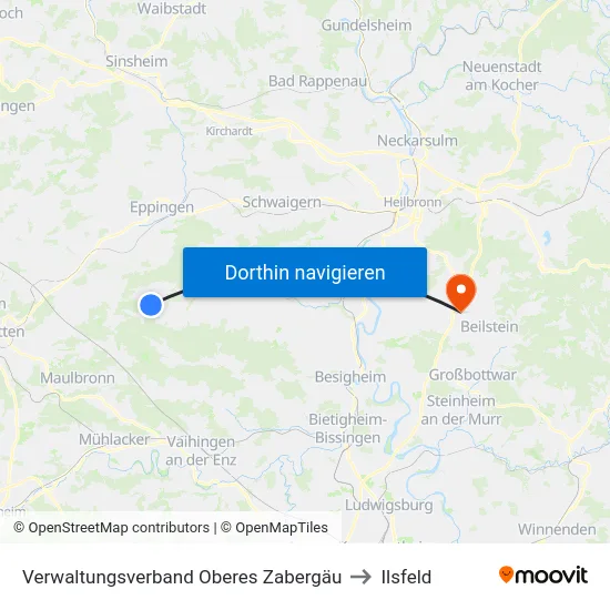 Verwaltungsverband Oberes Zabergäu to Ilsfeld map