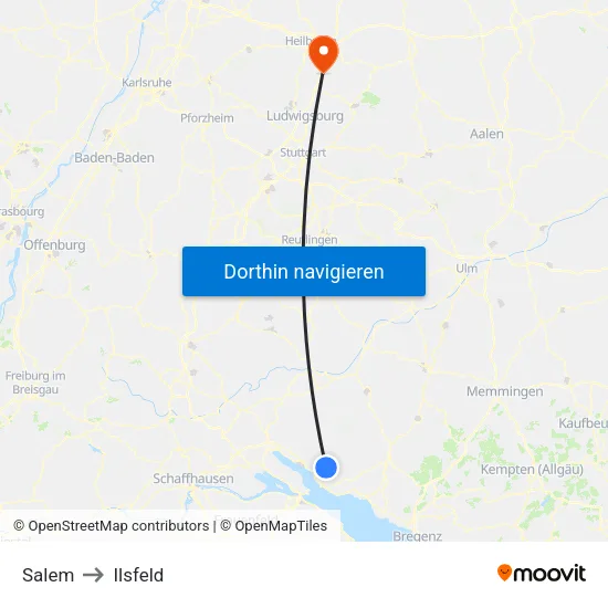 Salem to Ilsfeld map