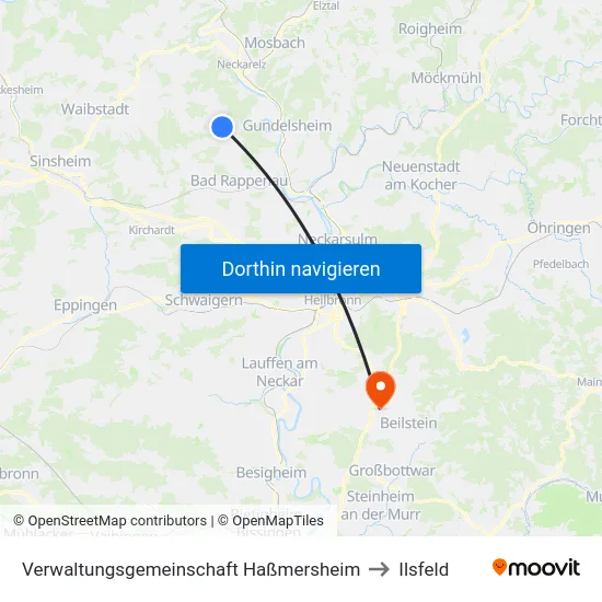 Verwaltungsgemeinschaft Haßmersheim to Ilsfeld map