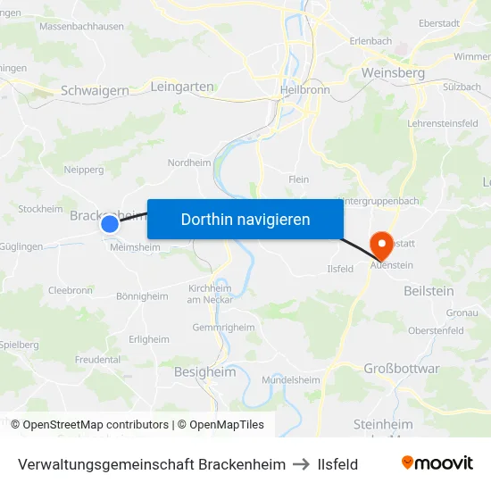 Verwaltungsgemeinschaft Brackenheim to Ilsfeld map