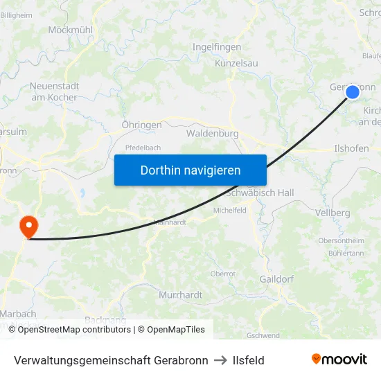 Verwaltungsgemeinschaft Gerabronn to Ilsfeld map