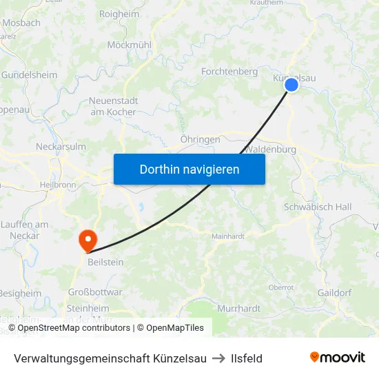 Verwaltungsgemeinschaft Künzelsau to Ilsfeld map