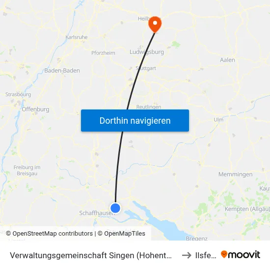 Verwaltungsgemeinschaft Singen (Hohentwiel) to Ilsfeld map