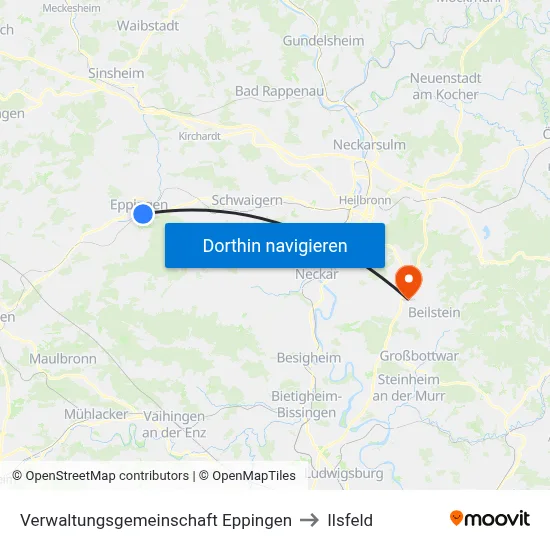 Verwaltungsgemeinschaft Eppingen to Ilsfeld map