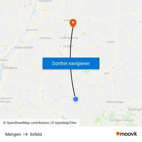 Mengen to Ilsfeld map