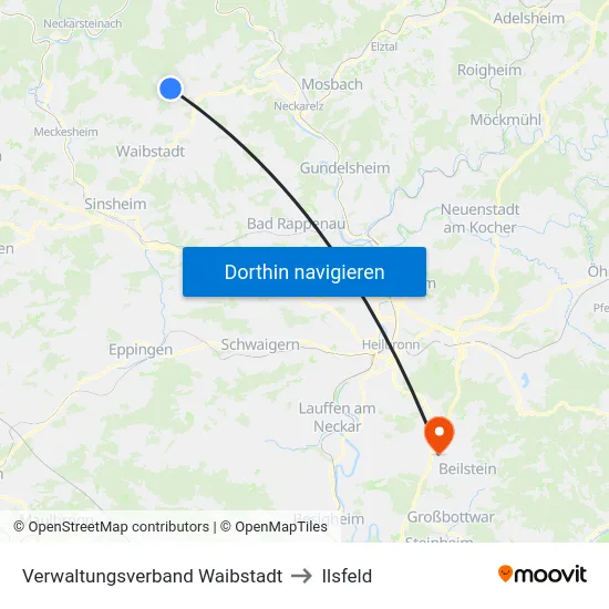 Verwaltungsverband Waibstadt to Ilsfeld map