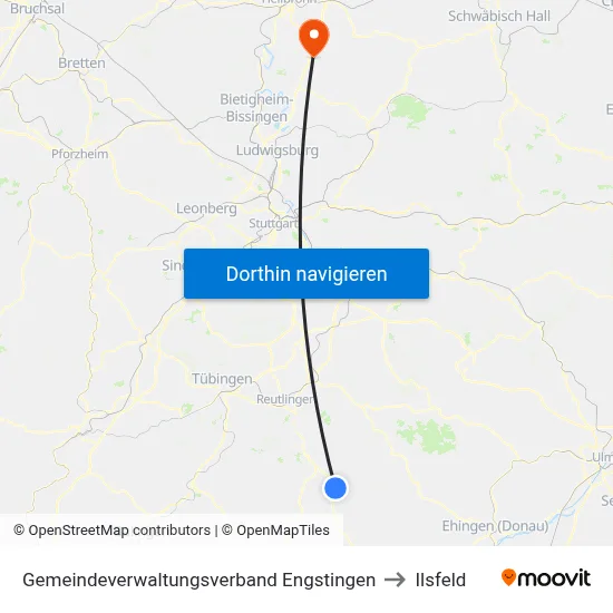 Gemeindeverwaltungsverband Engstingen to Ilsfeld map