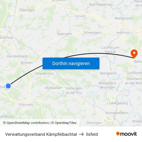 Verwaltungsverband Kämpfelbachtal to Ilsfeld map