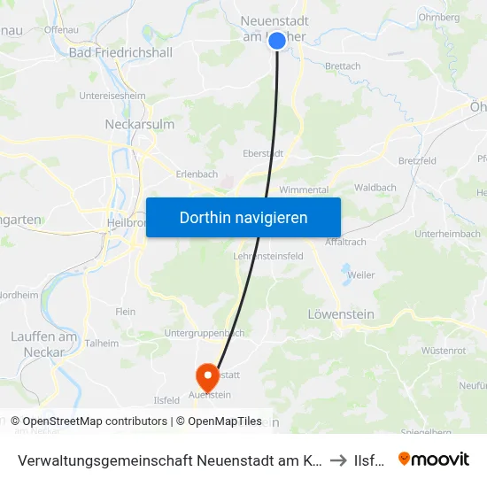 Verwaltungsgemeinschaft Neuenstadt am Kocher to Ilsfeld map
