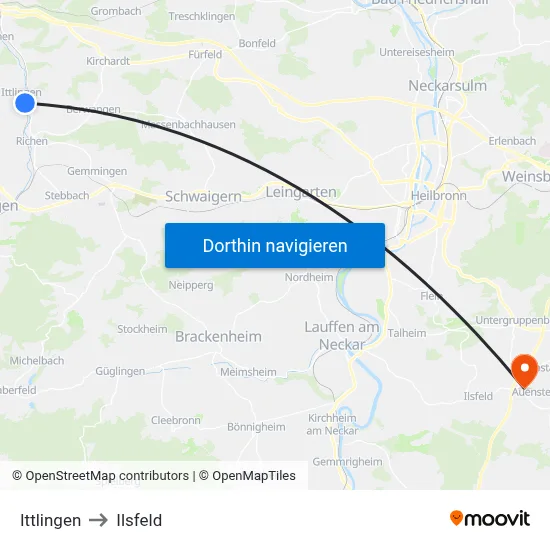 Ittlingen to Ilsfeld map