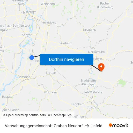 Verwaltungsgemeinschaft Graben-Neudorf to Ilsfeld map